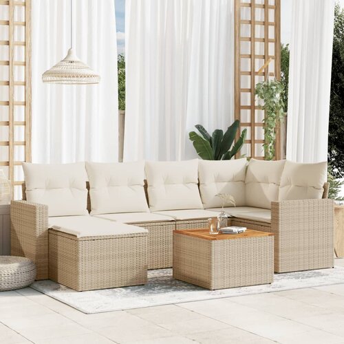  7-dijelni set vrtnih sofa od poliratana s jastucima bež 66 x 62 x 69 cm Cene