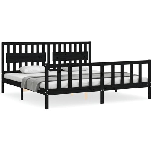 VidaXL Posteljni okvir z vzglavjem črn 200x200 cm trden les, (20736097) Slike