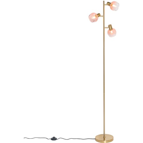 QAZQA Smart vloerlamp goud met roze glas 3-lichts incl. 3 Wifi P45 - Vidro Cene