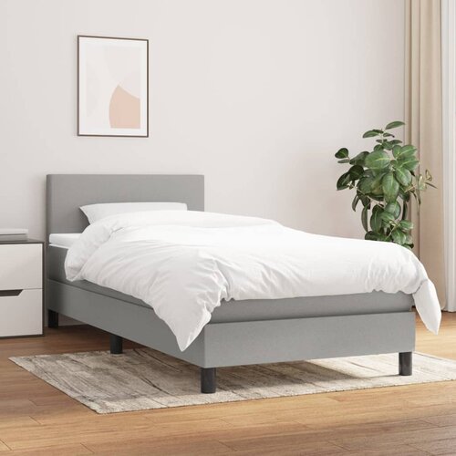 The Living Store Box spring postelja z vzmetnico svetlo siva 90x200 cm blago - Box Spring Postelja, (21503477) Slike