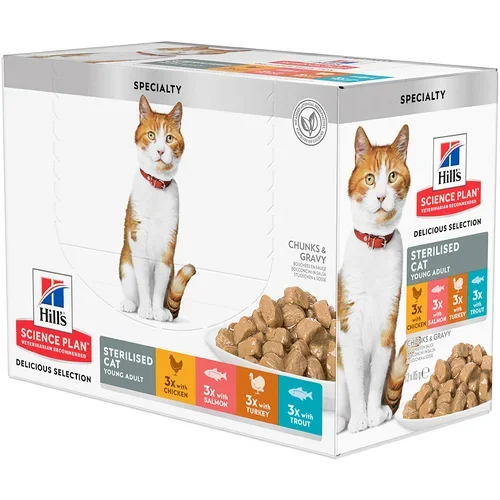 Hill’s Ekonomično pakiranje: Feline vrećice 24 x 85 g - Young Adult piletina, losos, puretina, pastrva