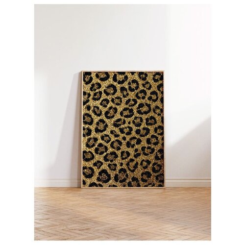 Wallxpert uramljena slika 115266, zlatna leopard šara, 50 x 70 cm, ram u boji prirodnog drveta Cene