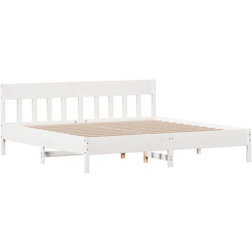VidaXL Posteljni okvir z vzglavjem bel 200x200 cm trdna borovina, (21038532) Slike