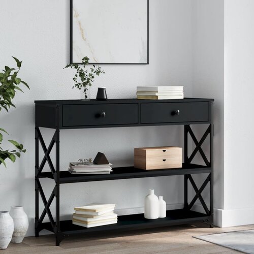  The Living Store Konzolna mizica črna 100x28x75 cm inženirski les - Konzolna Mizica, (21444822) Slike
