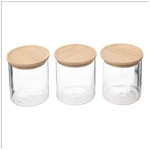 Five Set 3 tegle sa poklopcem 8,5x10,5 staklo drvo Slike