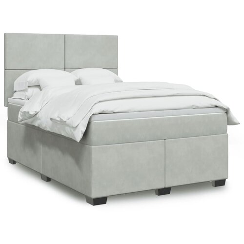  The Living Store Box spring postelja z vzmetnico svetlo siv 140x190 cm žamet - Box Spring Postelja, (21488637) Slike