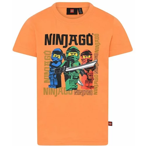Lego Otroška bombažna kratka majica oranžna barva
