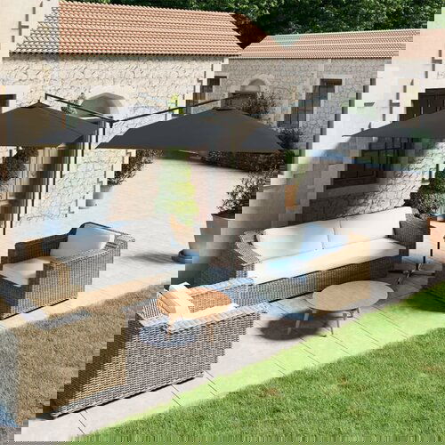  Dvostruki suncobran s čeličnom &amp;scaron;ipkom 600 x 300 cm antracit Slike