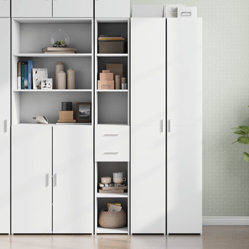 VidaXL Visoka omara bela 30x42,5x185 cm inženirski les Slike