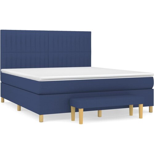 VidaXL Box spring postelja z vzmetnico modra 160x200 cm blago, (20895779) Slike