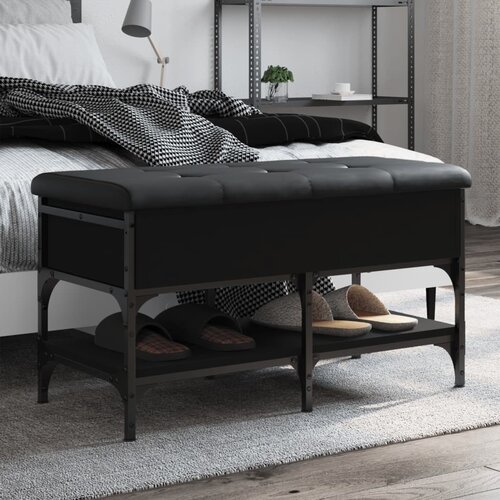 Klupa za cipele crna 82 x 42 x 45 cm od konstruiranog drva Cene