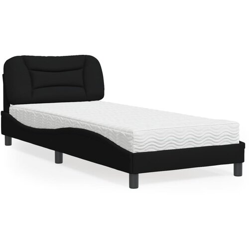 VidaXL Krevet s madracem crni 90x190 cm od tkanine Slike