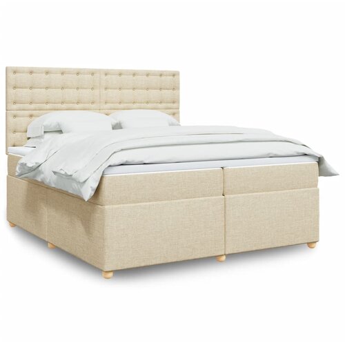  Krevet s oprugama i madracem krem 200 x 200 cm od tkanine Cijene