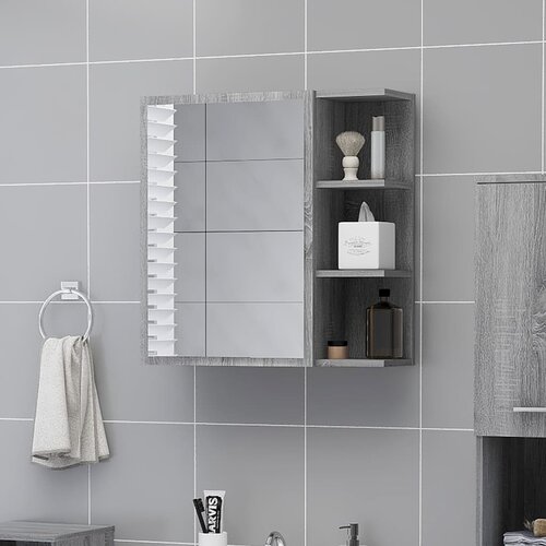 vidaXL Kopalniško ogledalo siva sonoma 62,5x20,5x64 inženirski les Cene