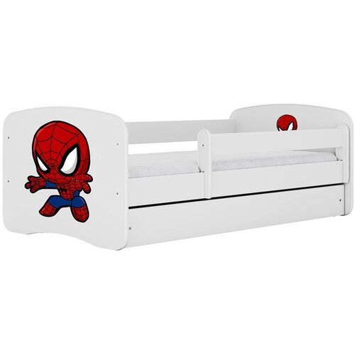 HAPPYKIDS Dječji krevet Dreamy Spiderman 140x70 sa madracem s ladicom Bijela Cene