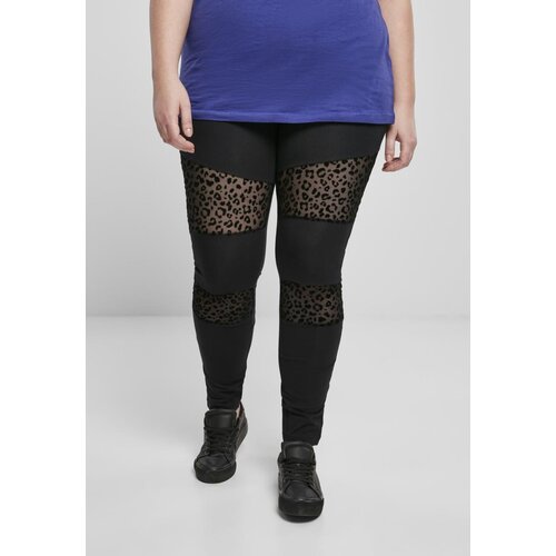 Urban Classics Ladies Flock Lace Inset Leggings Black Slike