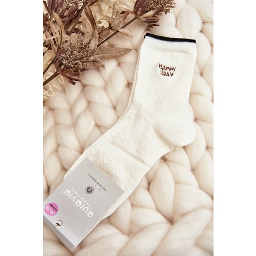 Kesi White women's patterned socks with an inscription and a teddy bear Cene