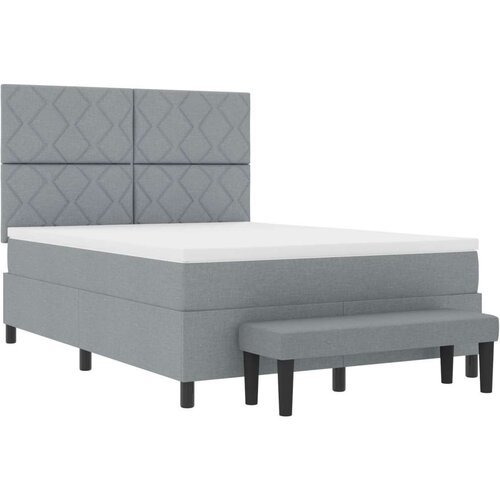 Box spring krevet s madracem i klupom svijetlosivi 140x200 cm tkanina Slike