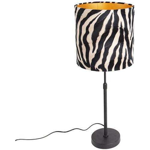 QAZQA Namizna svetilka črna senca zebra dizajn 25 cm nastavljiv - Parte Cene