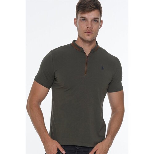 Dewberry T8571 ZIPPER MEN'S T-SHIRT-KHAKI Slike
