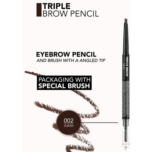 Flormar Triple Brow Pencil olovka za obrve 3 u 1 nijansa 002 Auburn 0.75 g Slike