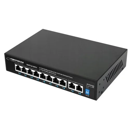 Switch 8 PoE + 2 UPLINK ESPERANZA ETHERNET 10/100/1000 MATRIX, ENS108