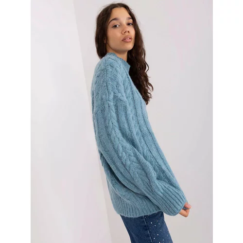Fashion Hunters Blue loose sweater with cables