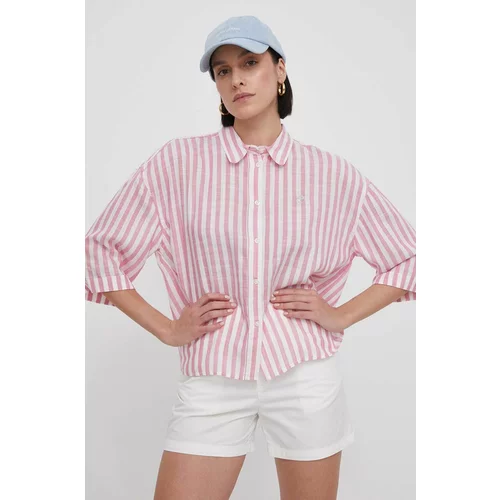 North Sails Košulja za žene, boja: ružičasta, relaxed, s klasičnim ovratnikom, 065387