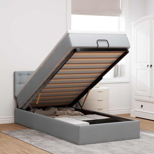  Otomanski krevet s madracem i LED svijetlosiva 80x200cm tkanina Cijene