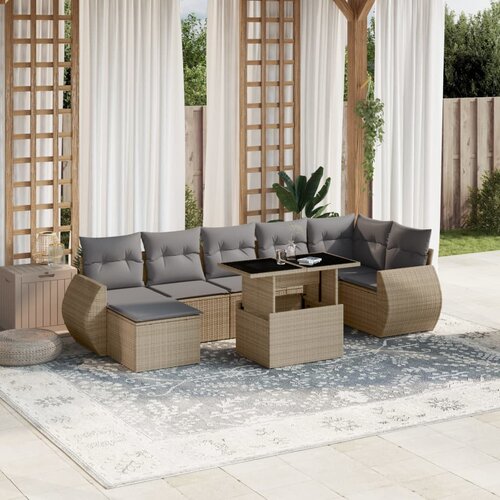 vidaXL 8-dijelni set vrtnih sofa od poliratana s jastucima bež Cijene