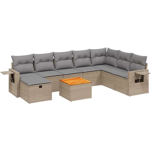 vidaXL 9-dijelni set vrtnih sofa s jastucima bež od poliratana Cijene