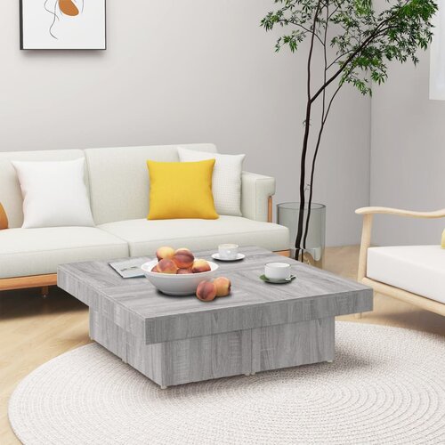 vidaXL Klubska mizica siva sonoma 90x90x28 cm inženirski les Cene