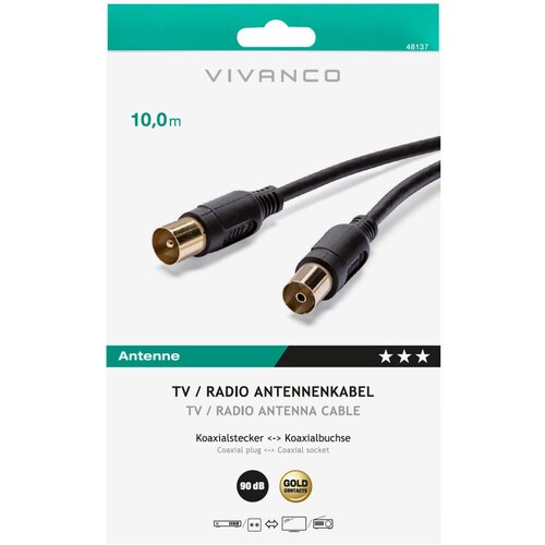 Vivanco TV Radio Antennenkabel 90dB, 10m 48137 48/20 100GB Zum Anschluss von tv Geräten Cene