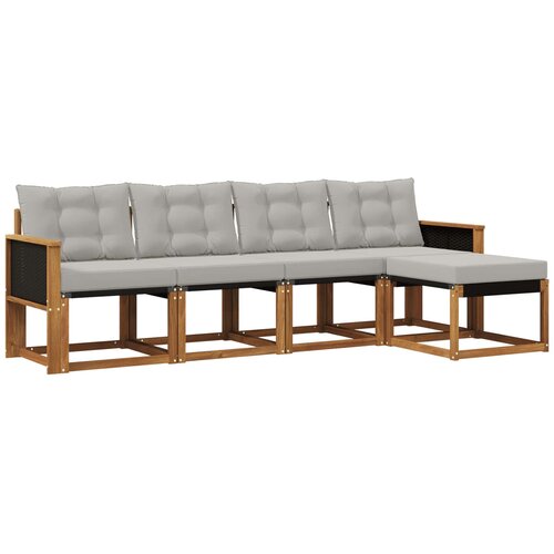 vidaXL Zunanja garnitura za sedenje 5 pcs Naravna in svetlo siva, (5000280310) Cene