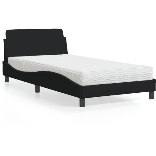 VidaXL Krevet s madracem crni 100 x 200 cm od tkanine Slike
