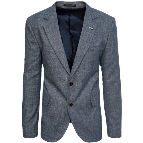 DStreet Men's single-breasted casual blue jacket Slike