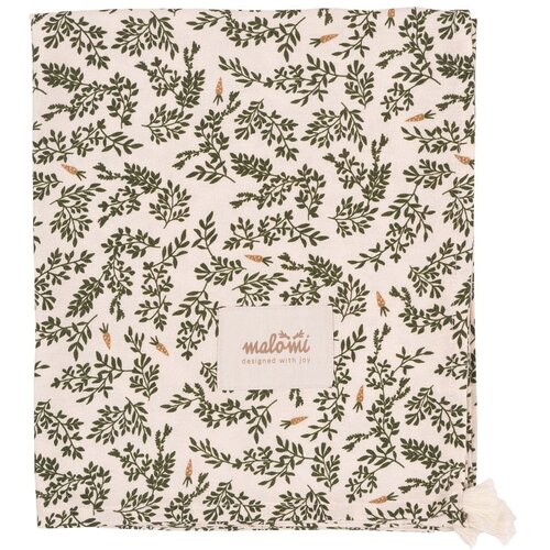Malomi Kids Zelena/kremno bela bambusova otro&amp;scaron;ka odeja za povijanje 120x120 cm Green Floral &amp;ndash; Slike