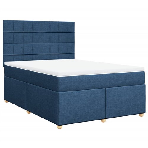 vidaXL Box spring postelja z vzmetnico modra 160x200 cm blago, (21304849) Cene
