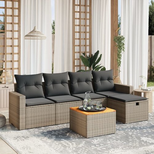 vidaXL 6-dijelni set vrtnih sofa od poliratana s jastucima sivi Cijene