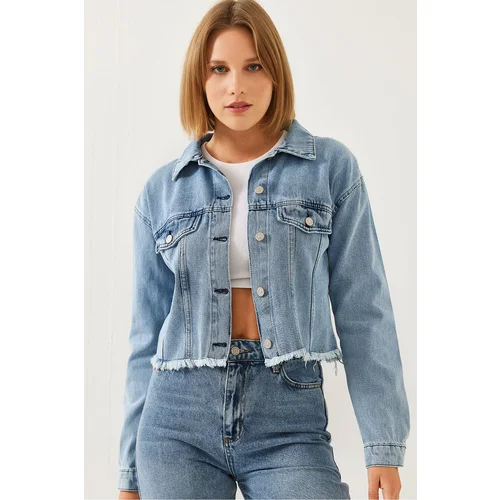 Bianco Lucci Women's Skirt Tassel Detail Denim Jacket 2435