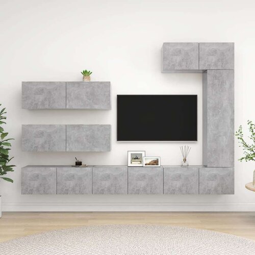  7-dijelni set TV ormarića siva boja betona od iverice Slike