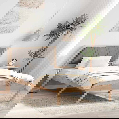 vidaXL Krevetni okvir s tapiciranim uzglavljem Sivo-smeđa 100 x 200 cm Cijene