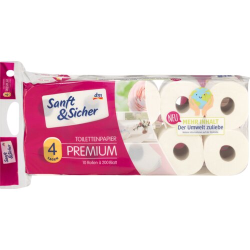 Sanft&Sicher premium toaletni papir, 4-slojni, 200 listića 10 kom Slike