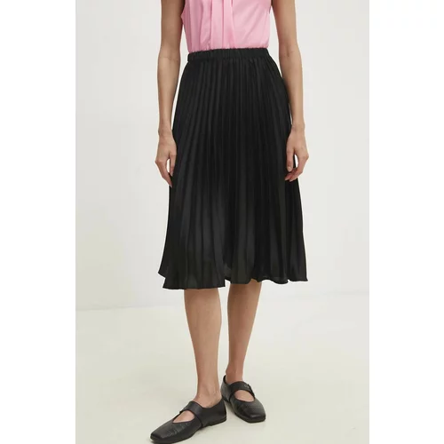 Answear Lab Pamučna suknja boja: crna, midi, širi se prema dolje