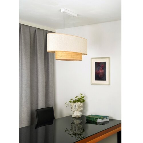  Duolla - Visilica na sajli DOUBLE OVAL NATURE 2xE27/15W/230V krem/bež Slike