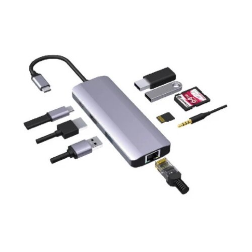 Docking station FastAsia A-CM-COMBO9-06 USB-C - HDMI/USB C/CR/LAN/Audio Cene