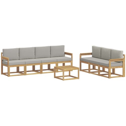  Set vanjskih sofa 8 kom. Bijela i svjetlosiva Poliester Slike