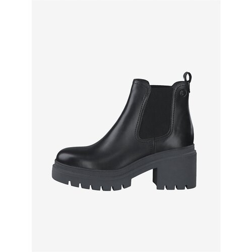 Tamaris Black Leather Ankle Heel Shoe - Women Slike