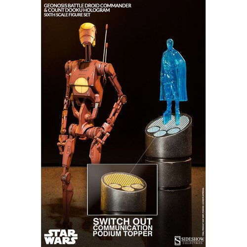 Sideshow Collectibles figura Star Wars Action Figure 1/6 Geonosis Battle Droid Commander & Count Dooku Hologram 30 cm Slike