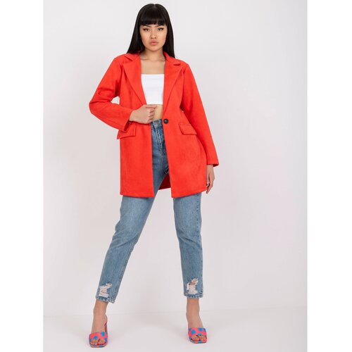 Fashion Hunters Elegant coral jacket made of Irmina eco suede Slike